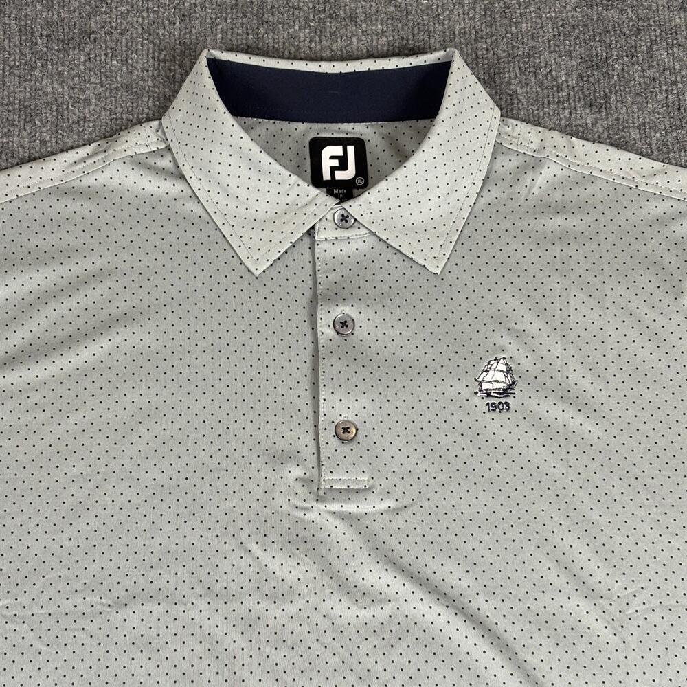 Footjoy Golf Polo Shirt Size XL Tedesco Country Club Polka Dot Gray